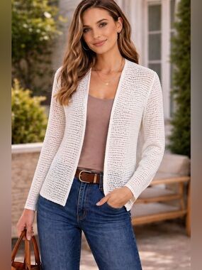 Parkhurst White Knit open summer cardigan Sweater
